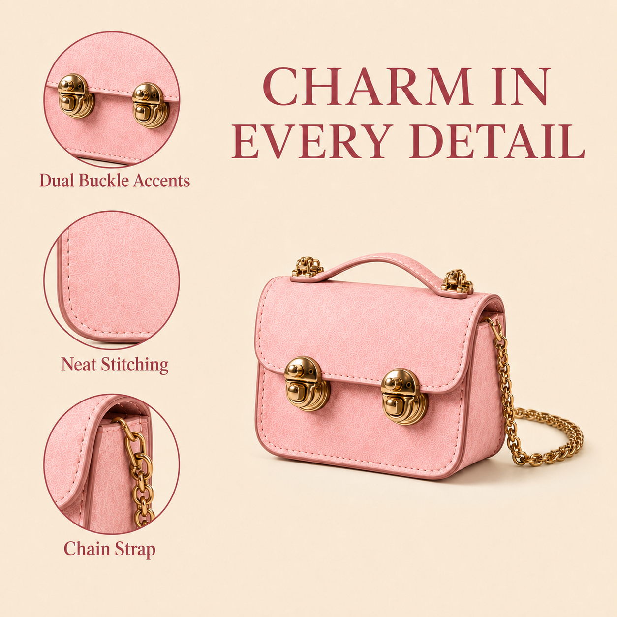 Dual Buckle Mini Leather Crossbody Bag