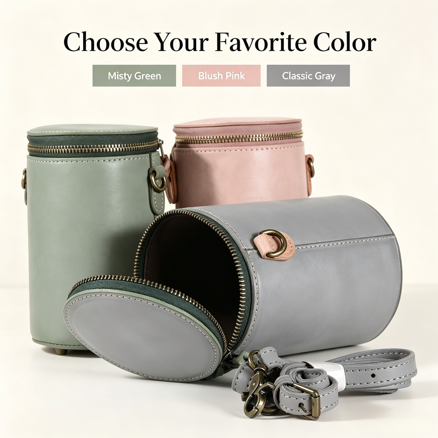 Fog wax leather bucket bag