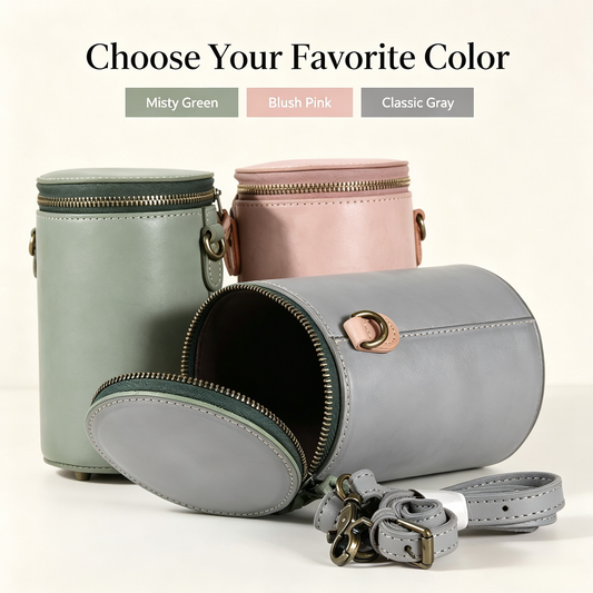 Fog wax leather bucket bag