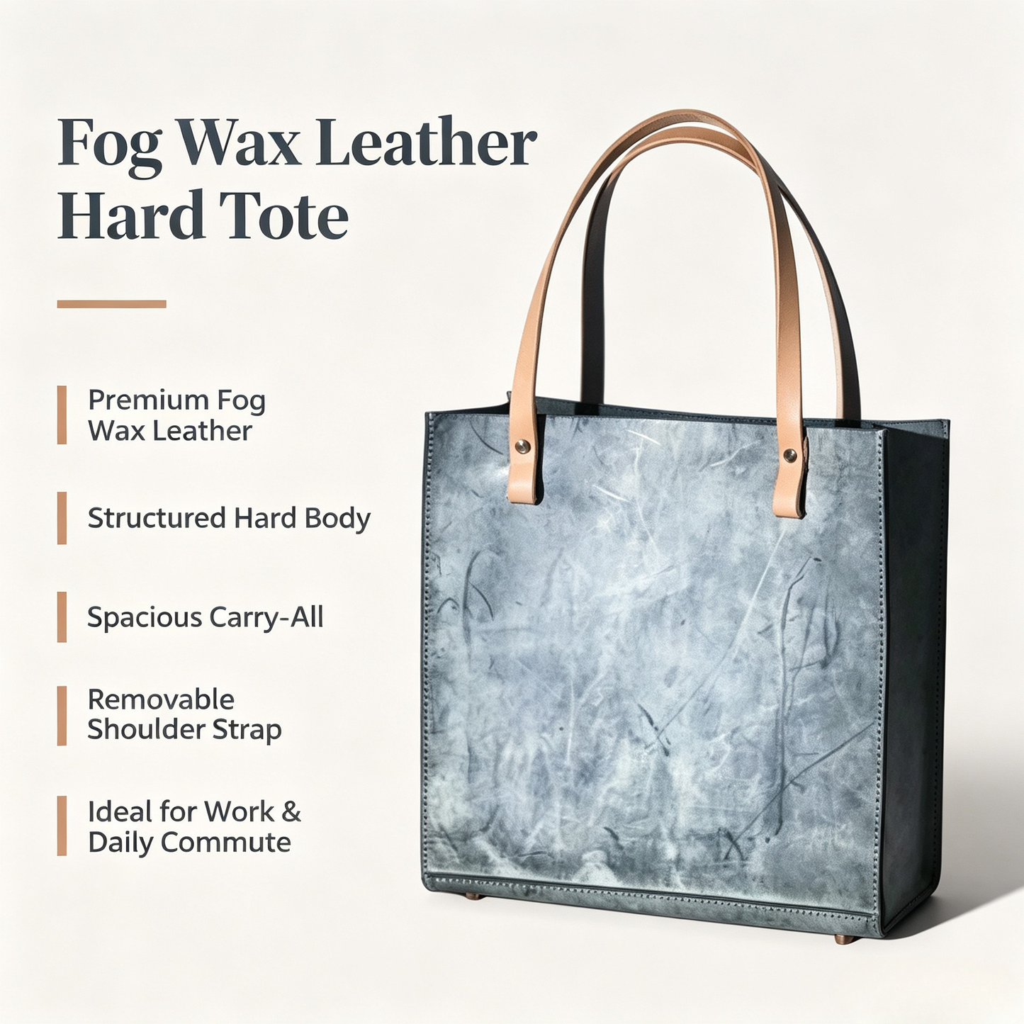 Fog wax leather hard tote bag