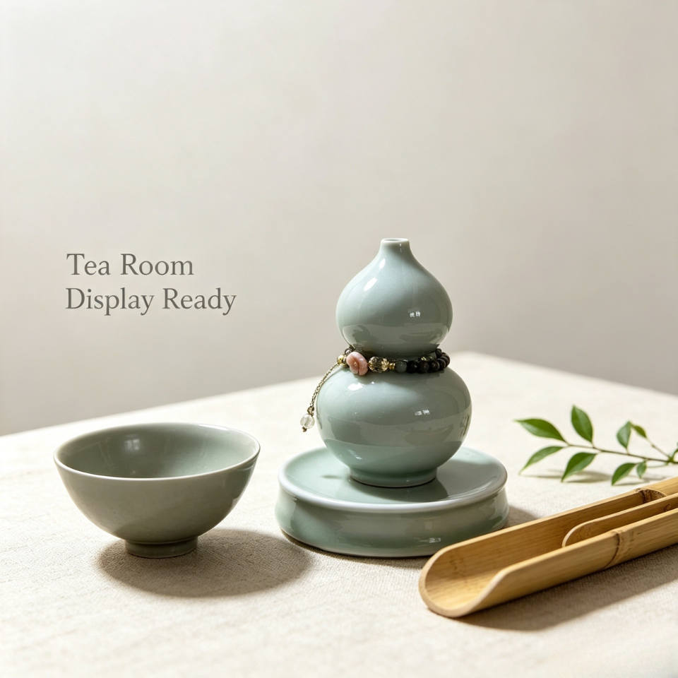 Celadon Gourd Ceramic Ornamen