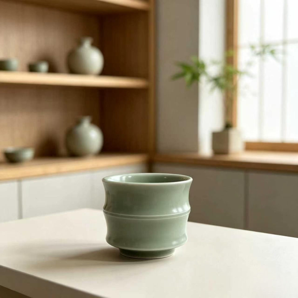 Celadon Bamboo Joint Teacup