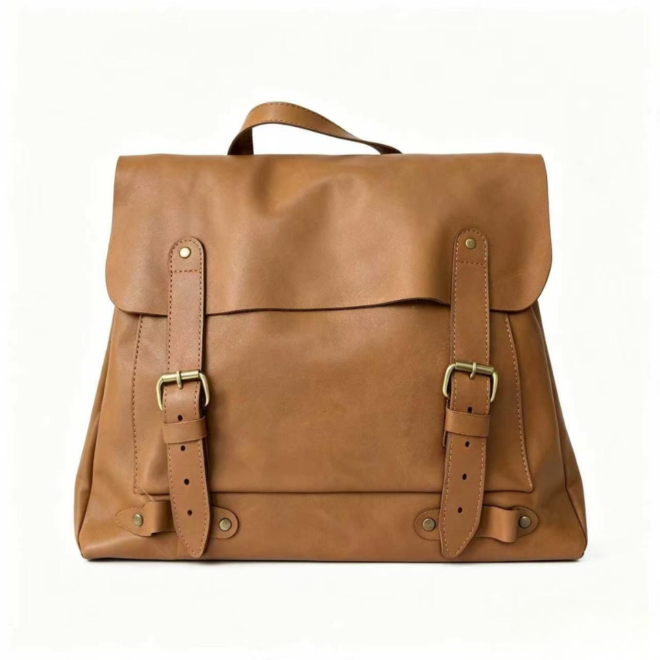Dual Buckle Leather Backpack