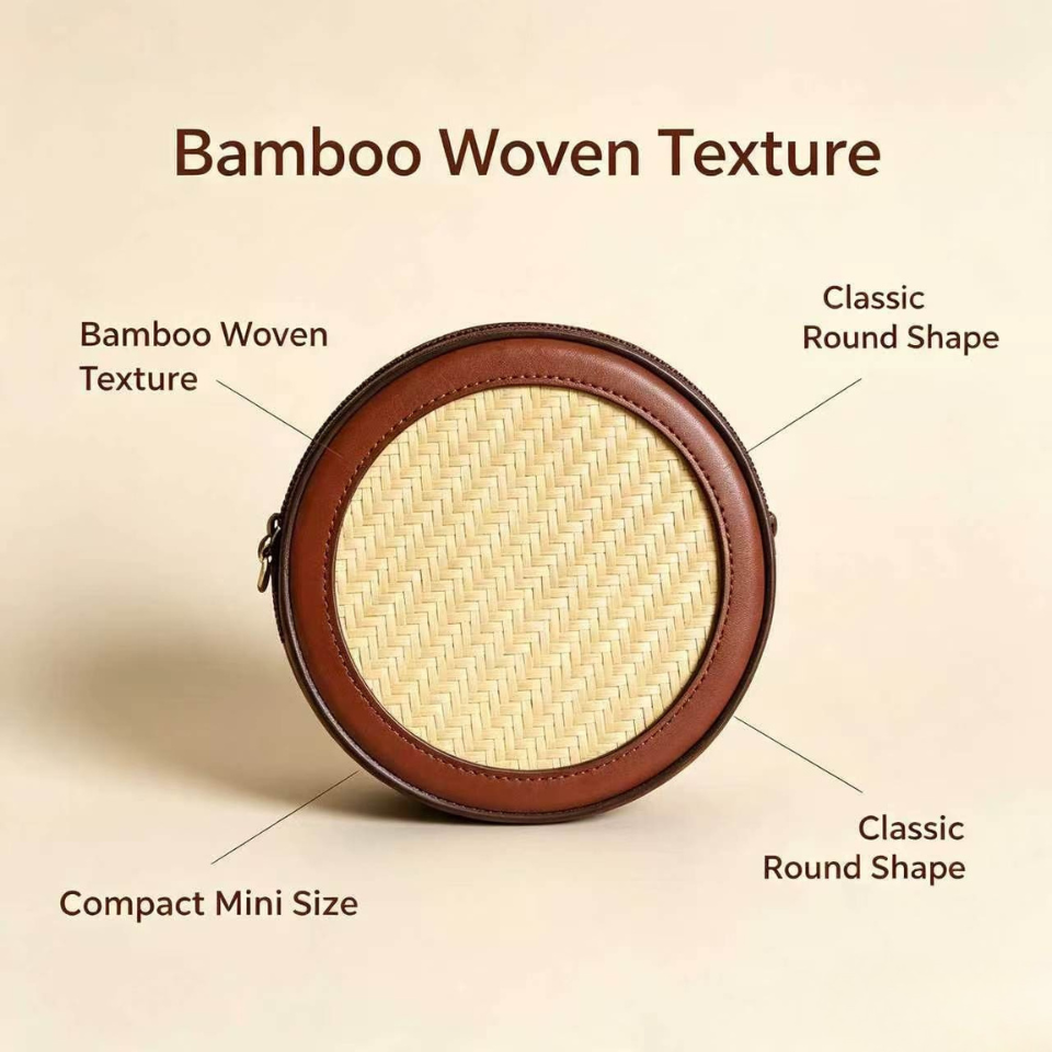 Bamboo Round Cake Shaped Mini Purse