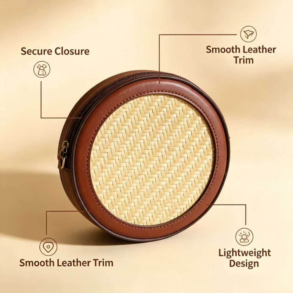 Bamboo Round Cake Shaped Mini Purse