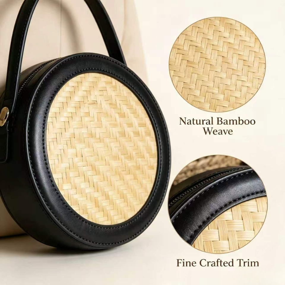 Bamboo Round Cake Shaped Mini Purse