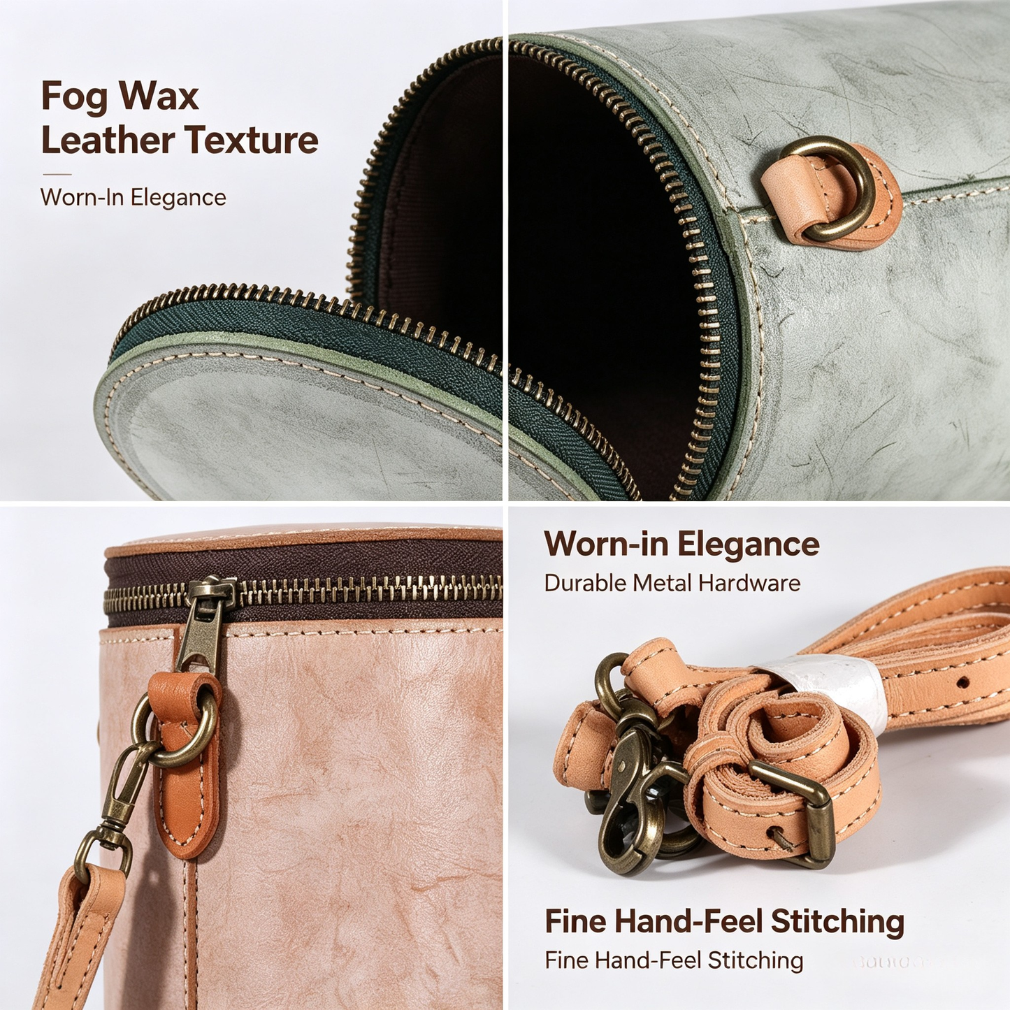 Fog wax leather bucket bag