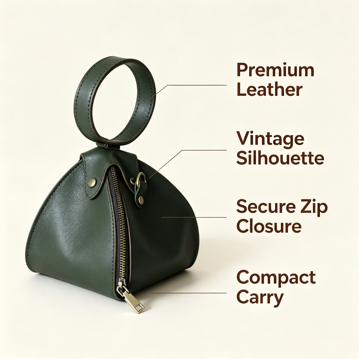 Retro Triangle Leather Mini Handbag