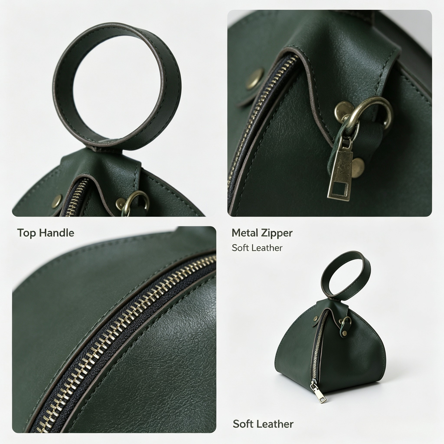 Retro Triangle Leather Mini Handbag