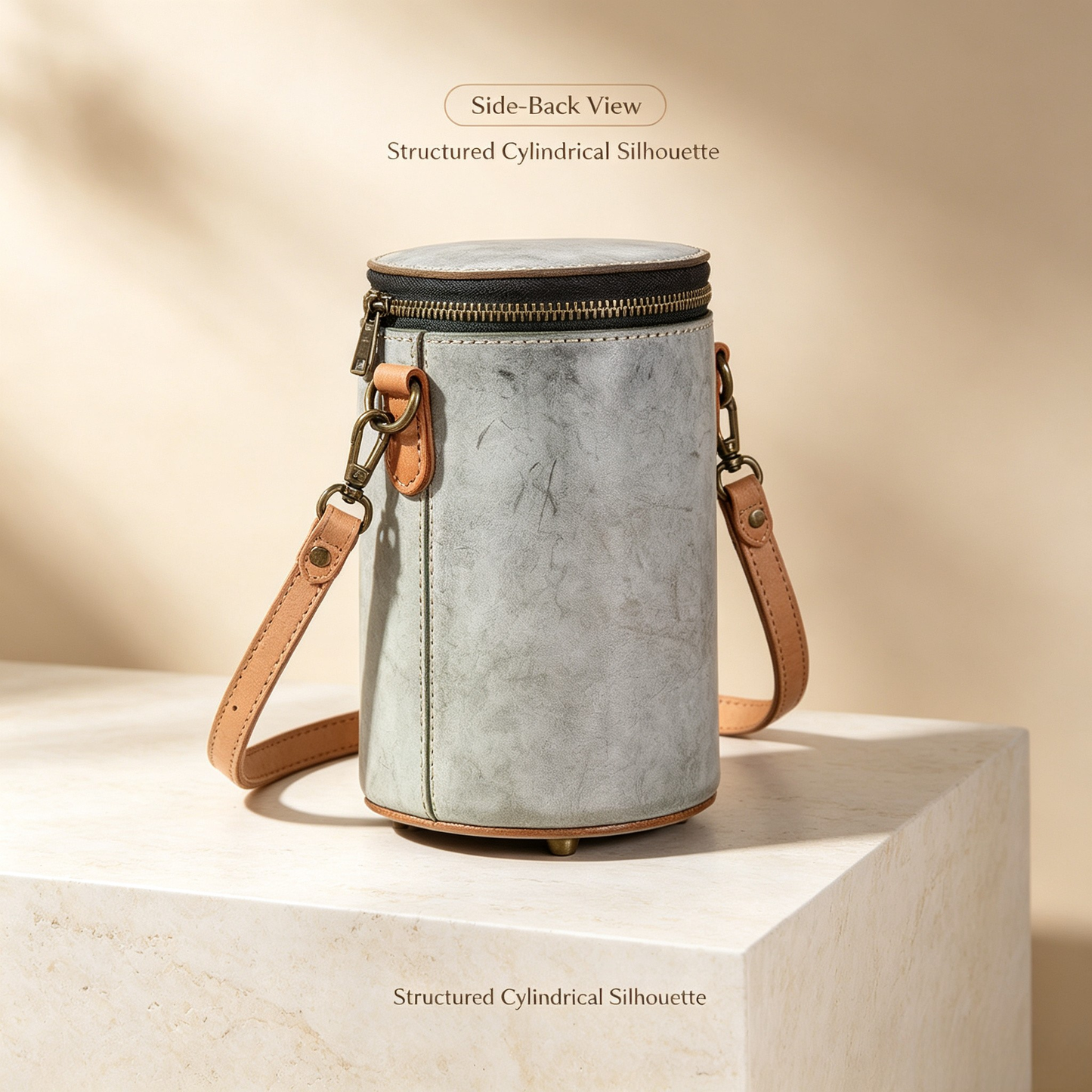 Fog wax leather bucket bag