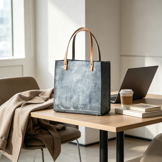 Fog wax leather hard tote bag