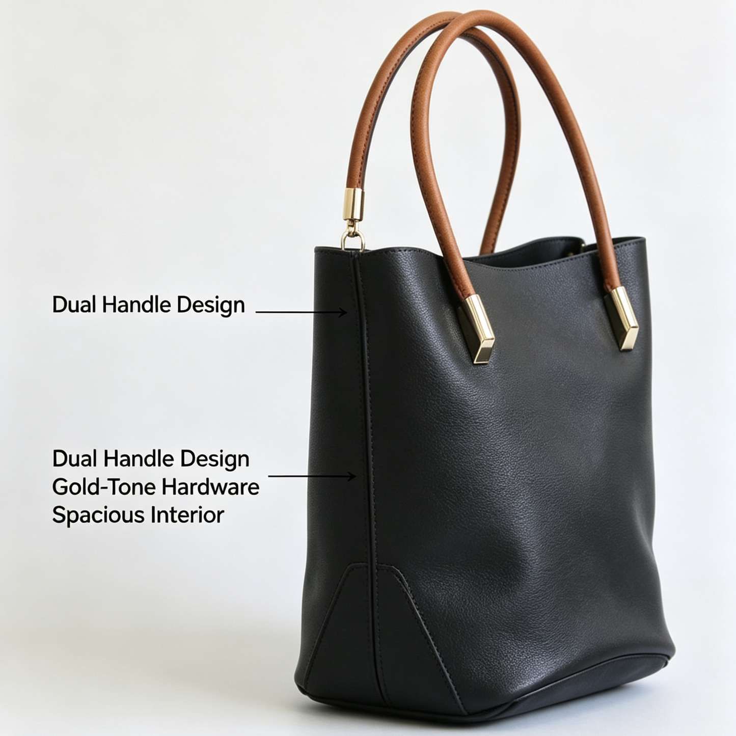 Black Two-Tone Bucket Tote