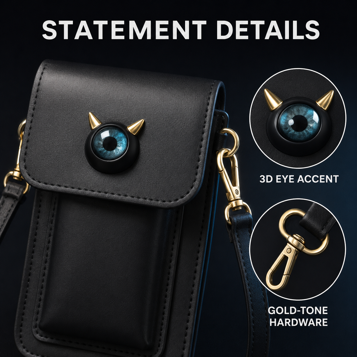 Stereo Demon Eye Small Cell Phone Shoulder Pouch