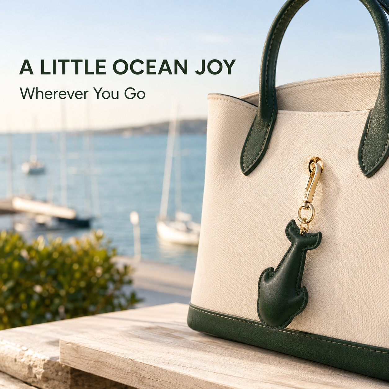 Handmade Leather Dolphin Keychain Charm