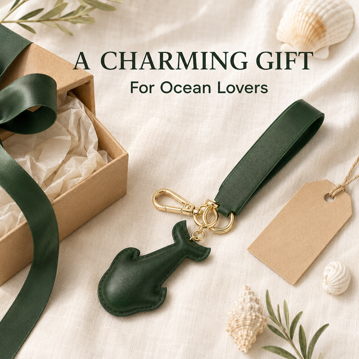 Handmade Leather Dolphin Keychain Charm
