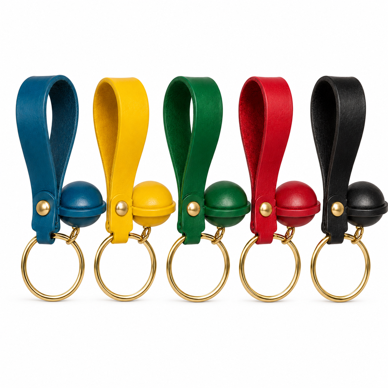 Multi-color Leather Dome Key Ring