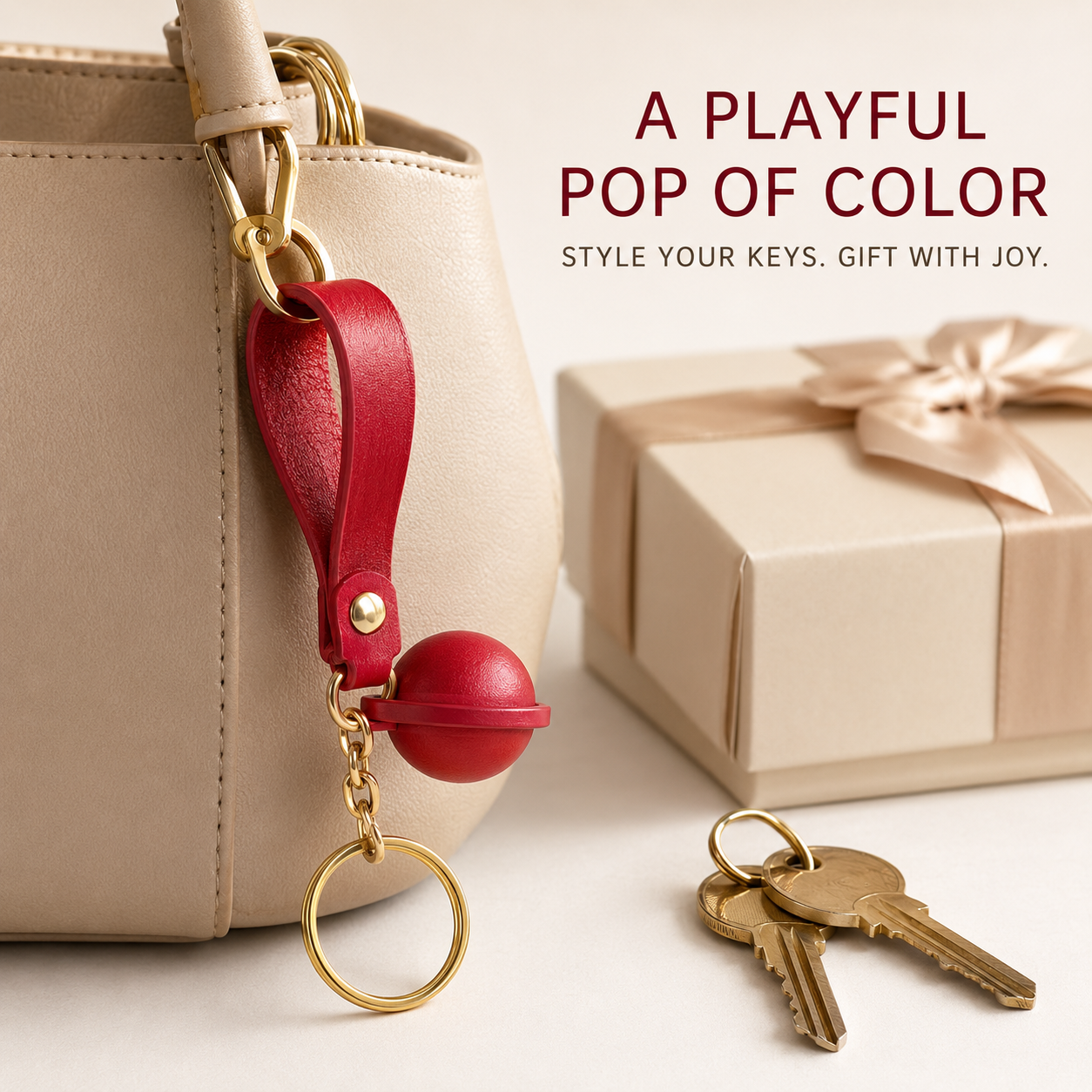 Multi-color Leather Dome Key Ring