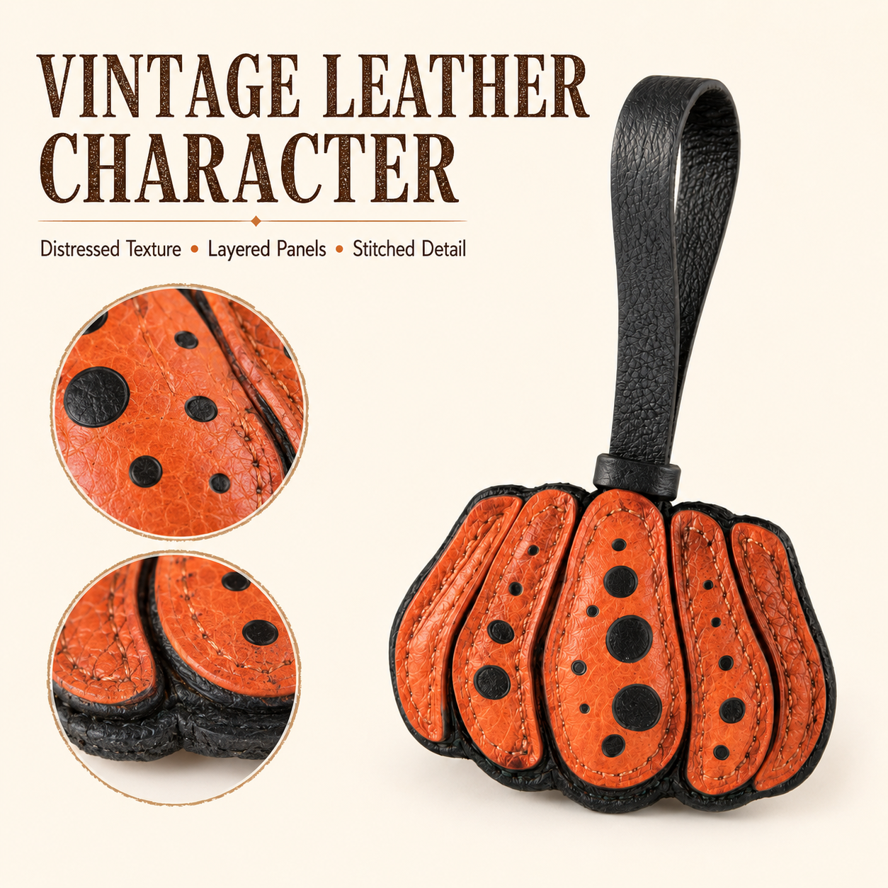 Vintage Dot Pumpkin Leather Hanging Ornament
