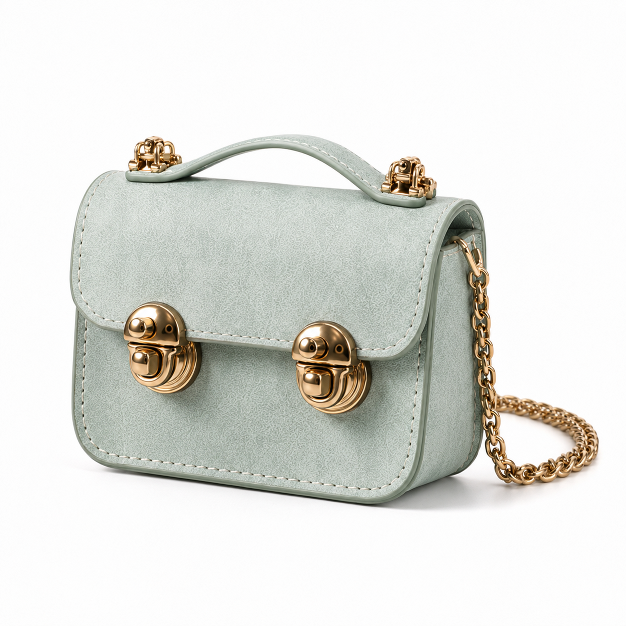 Dual Buckle Mini Leather Crossbody Bag