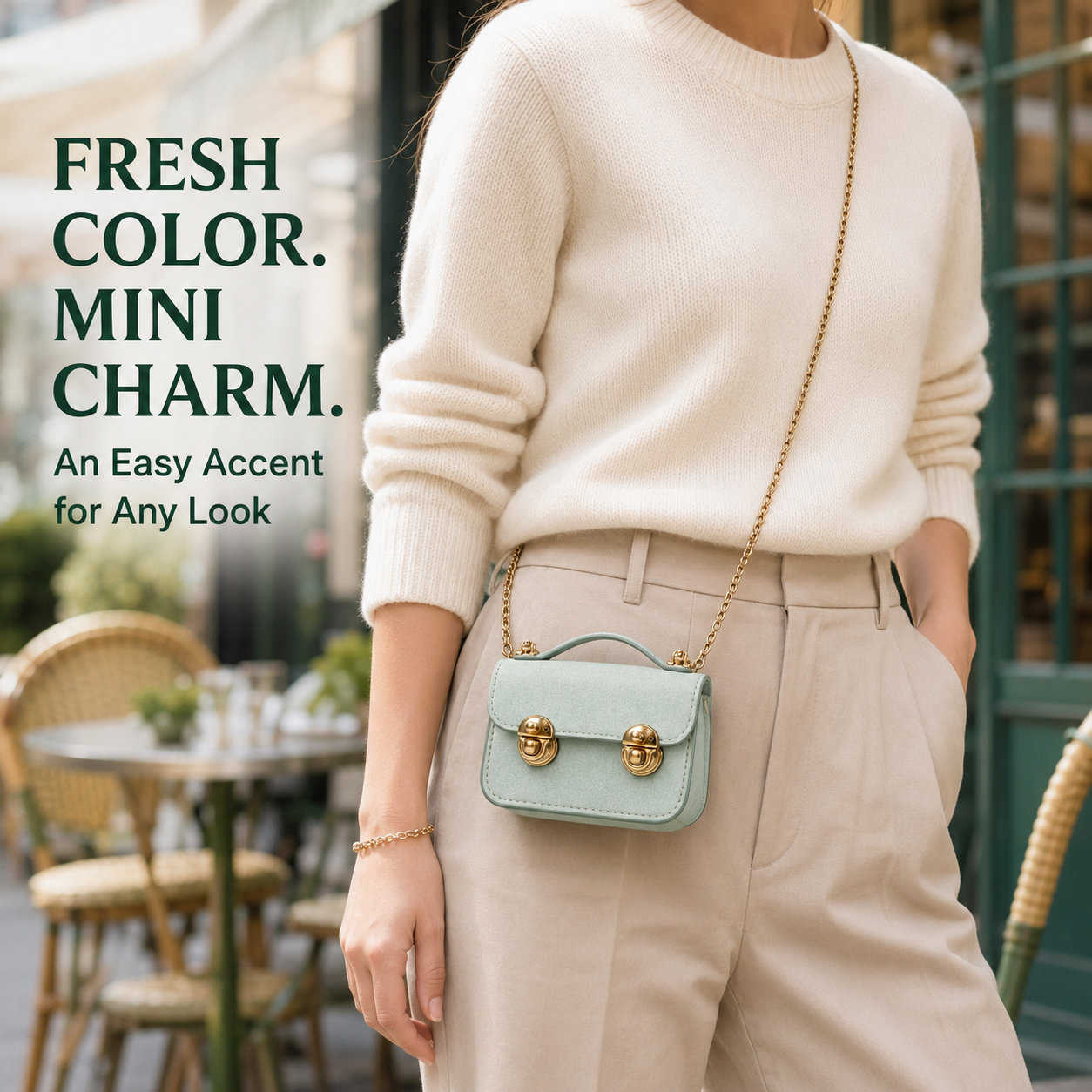 Dual Buckle Mini Leather Crossbody Bag