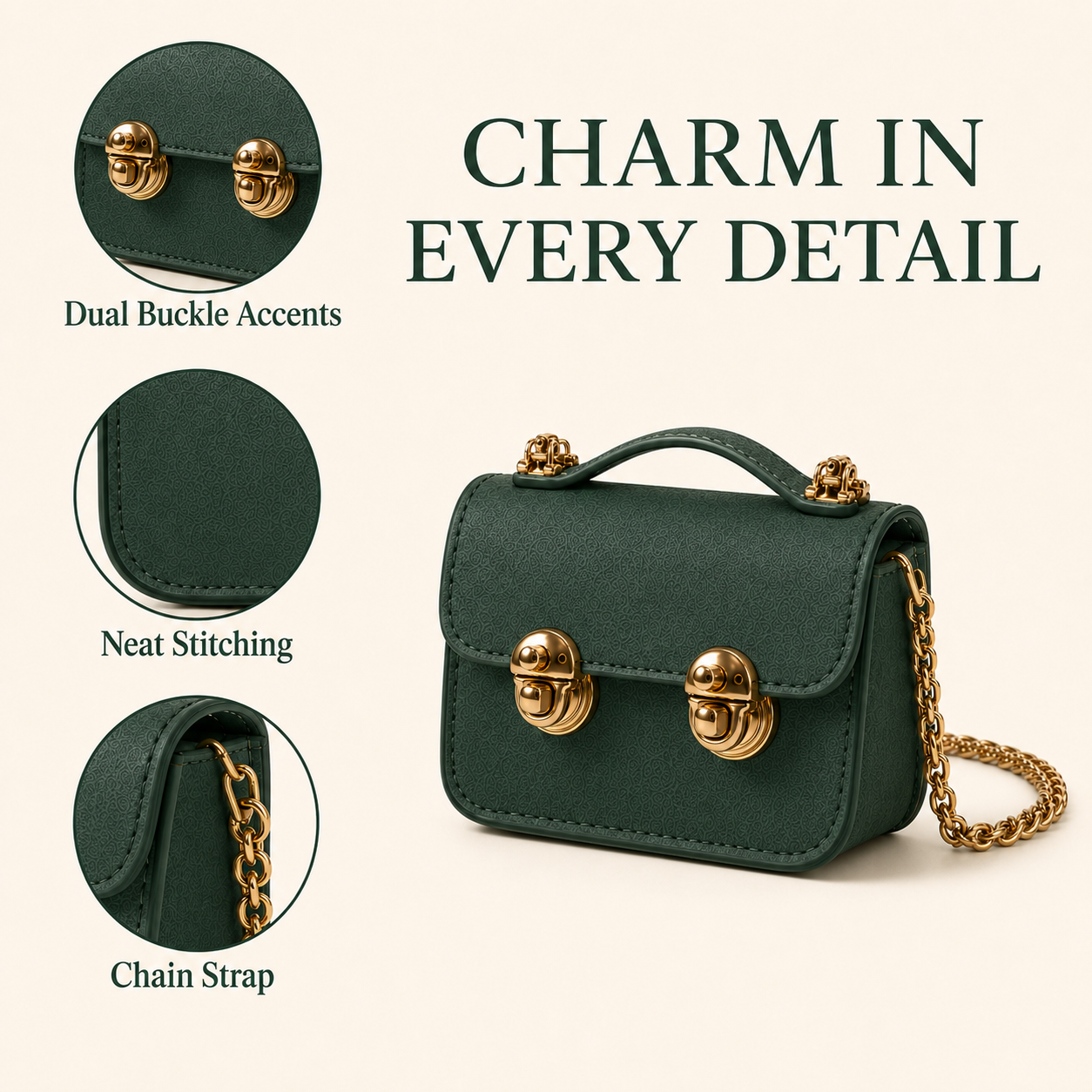 Dual Buckle Mini Leather Crossbody Bag