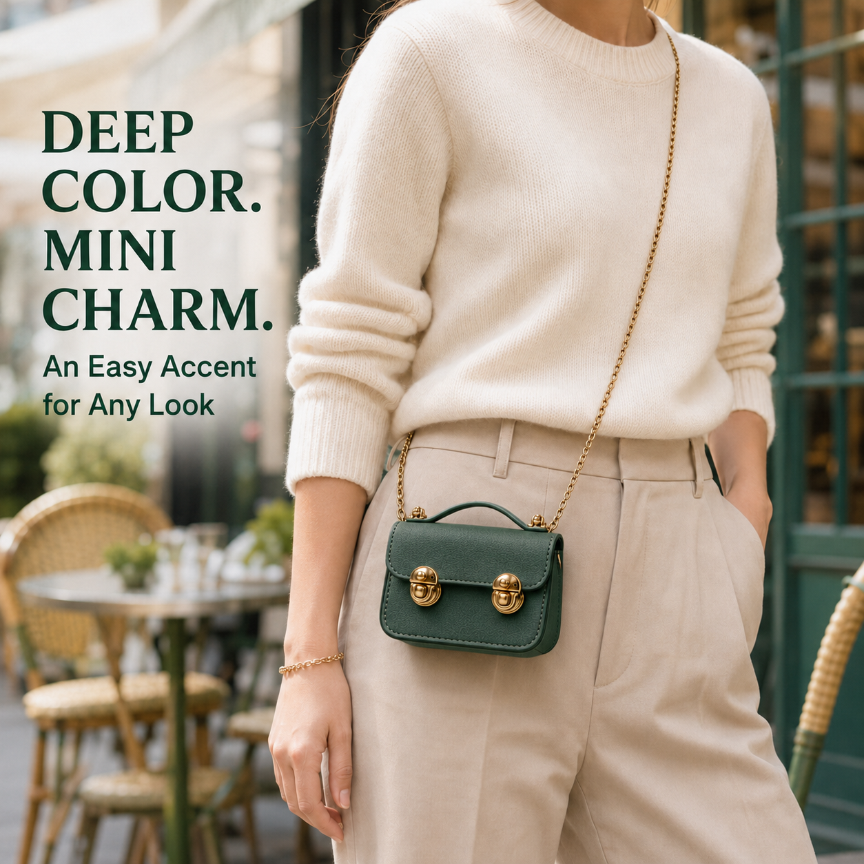Dual Buckle Mini Leather Crossbody Bag