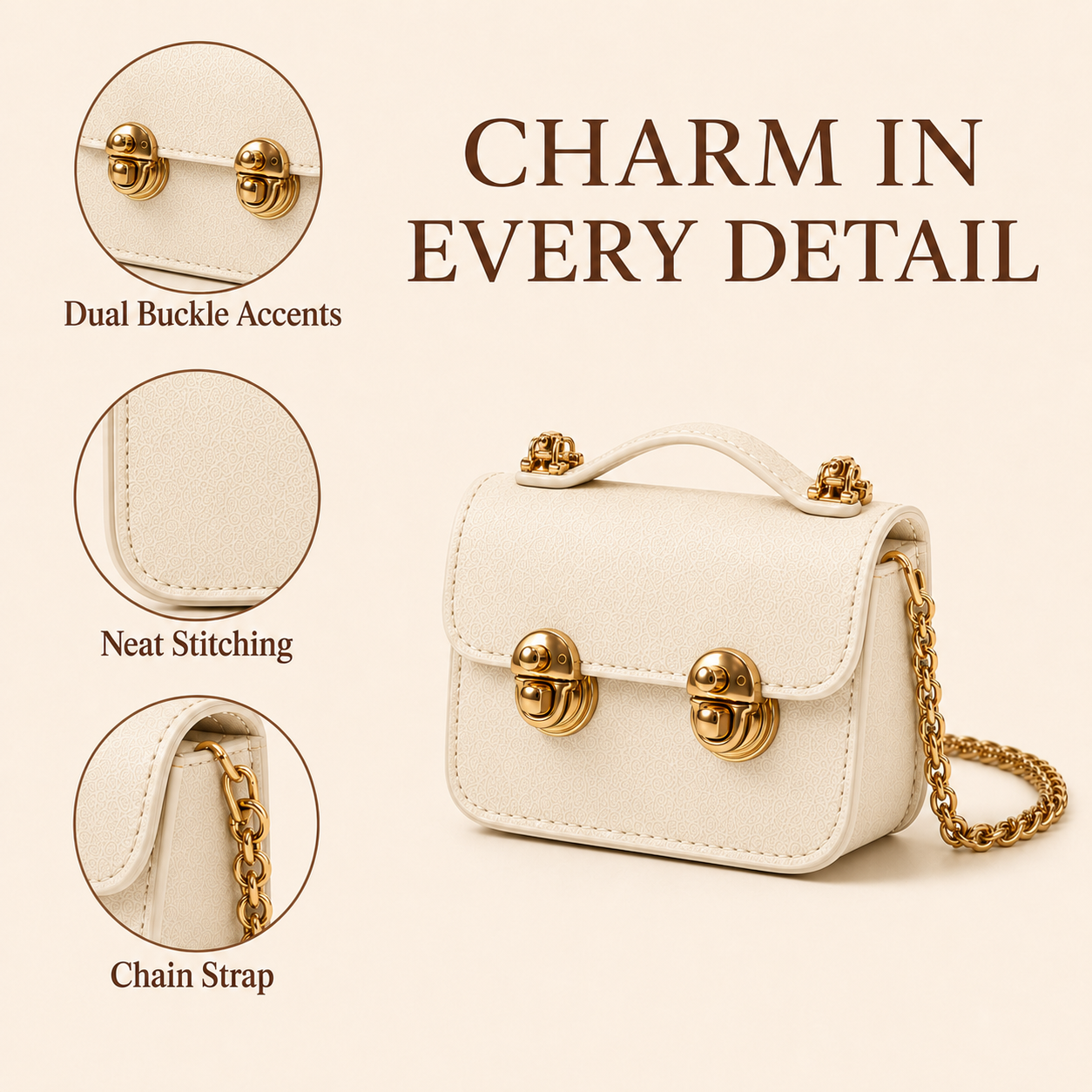 Dual Buckle Mini Leather Crossbody Bag
