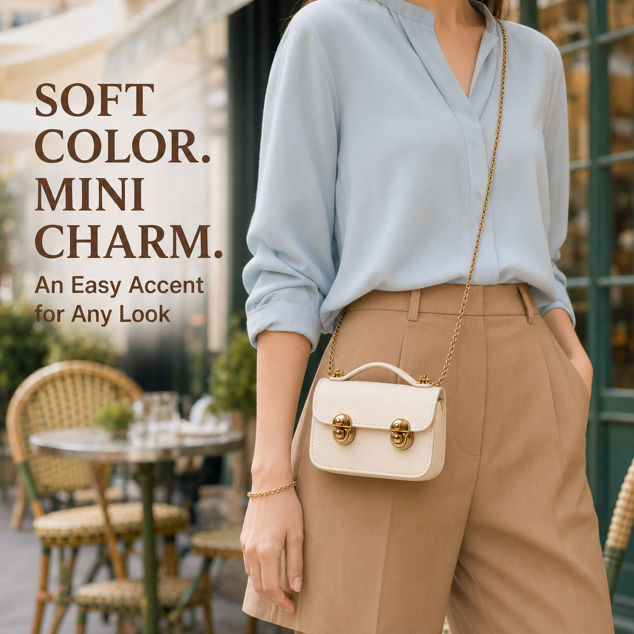 Dual Buckle Mini Leather Crossbody Bag
