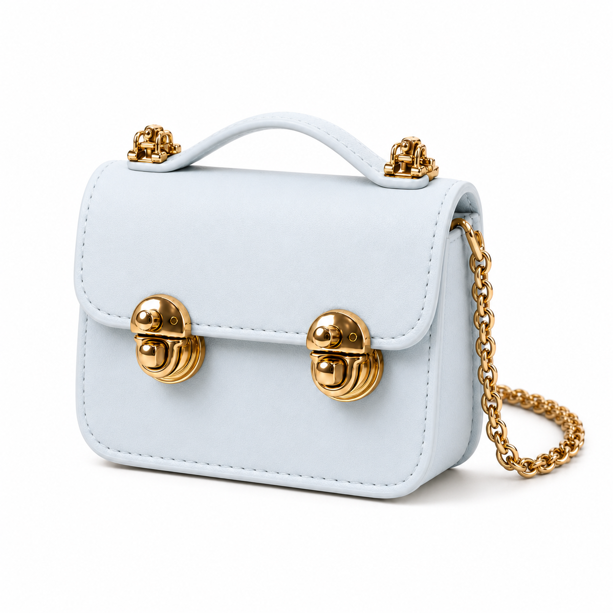 Dual Buckle Mini Leather Crossbody Bag