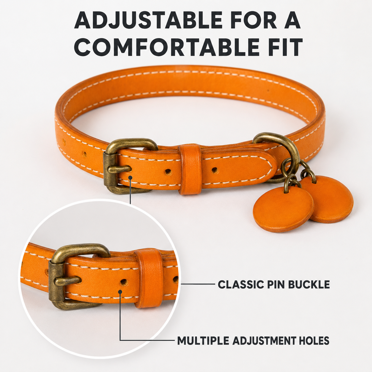 Adjustable Leather Pet Collar