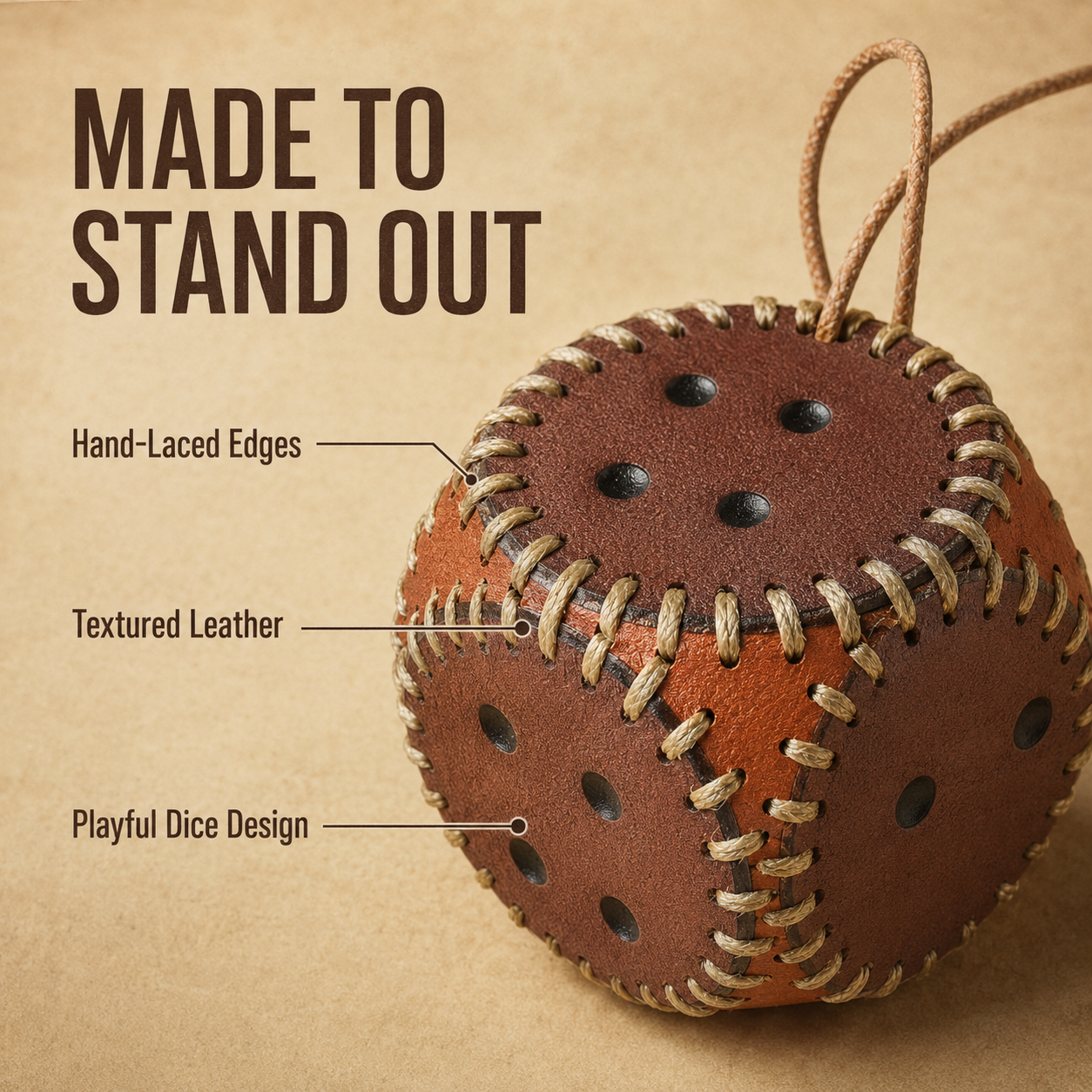 Handmade Leather Dice Bag Charm