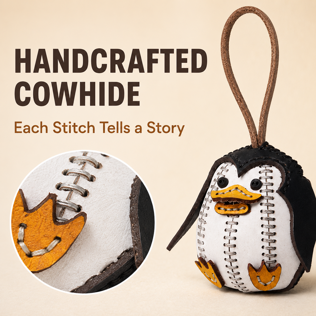 Cute Round Penguin Cowhide Decor Ornament