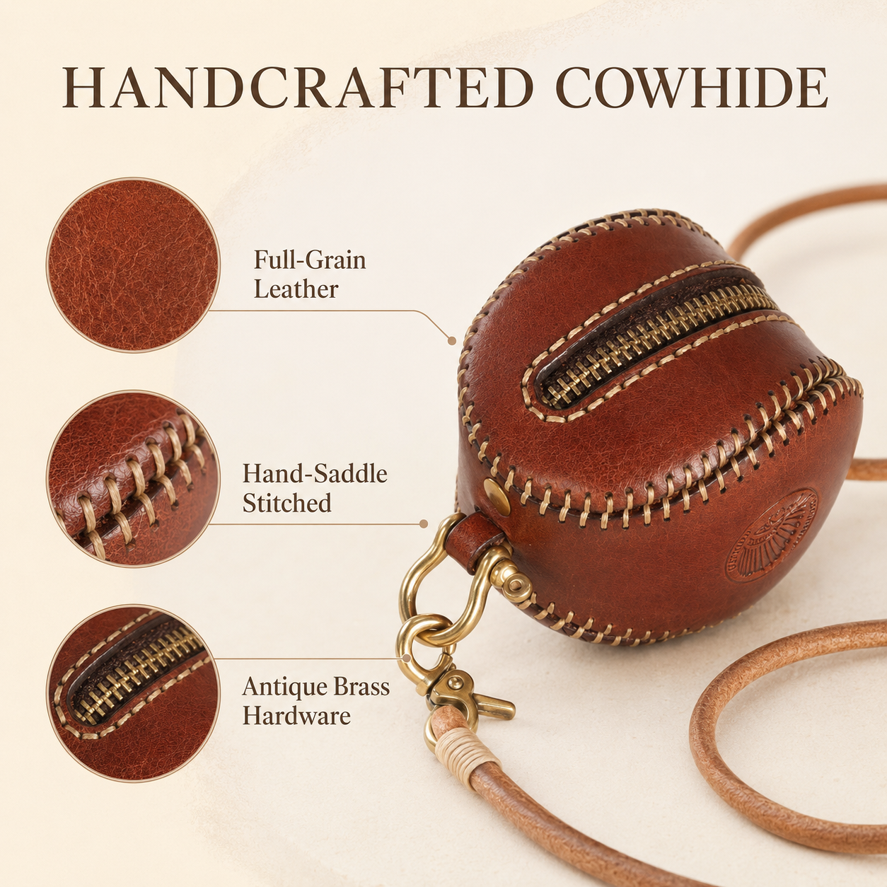 Handcrafted Cowhide  Earphone Storage Pouch