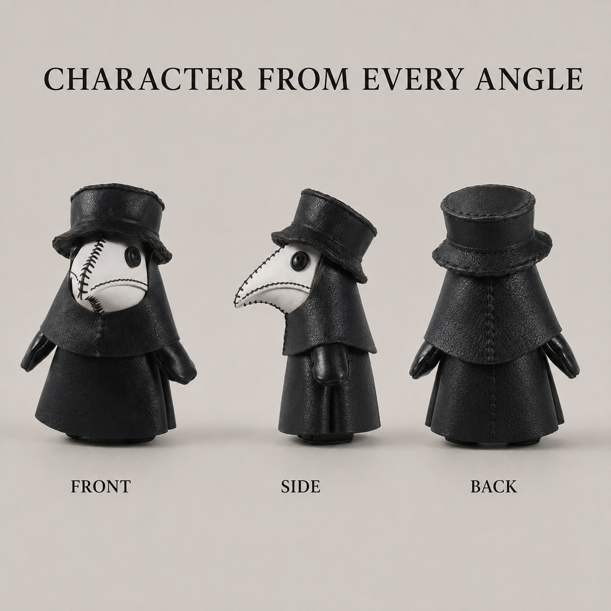Handmade Plague Doctor Leather Figurine