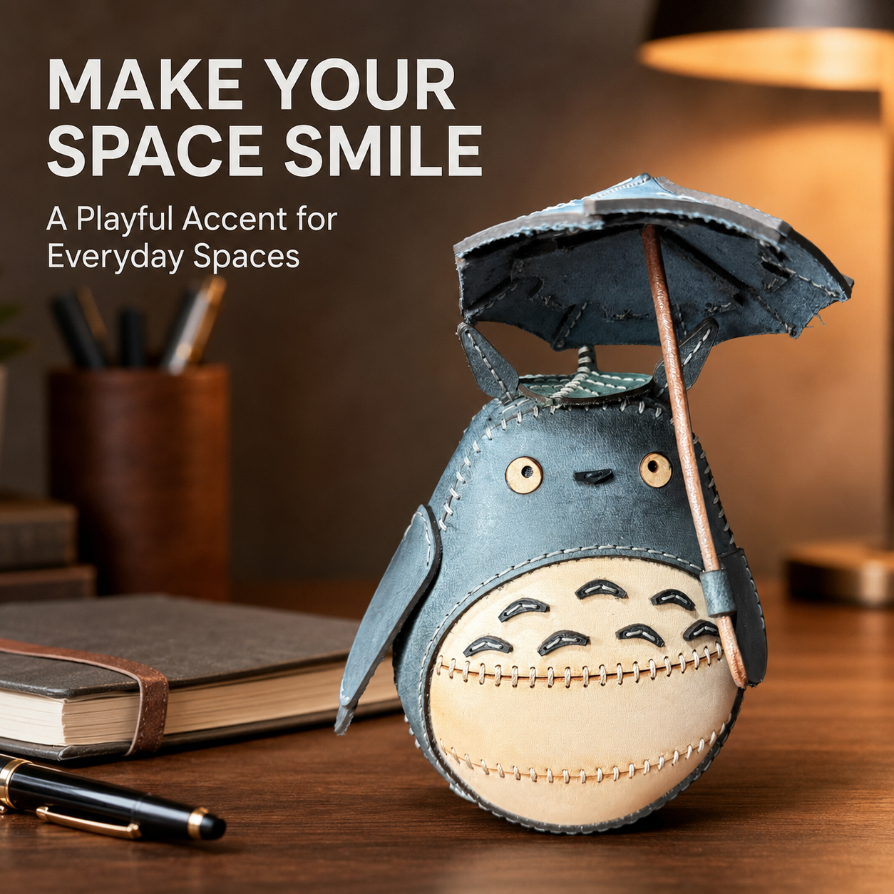 Cute Umbrella Totoro Cowhide Decor Ornament