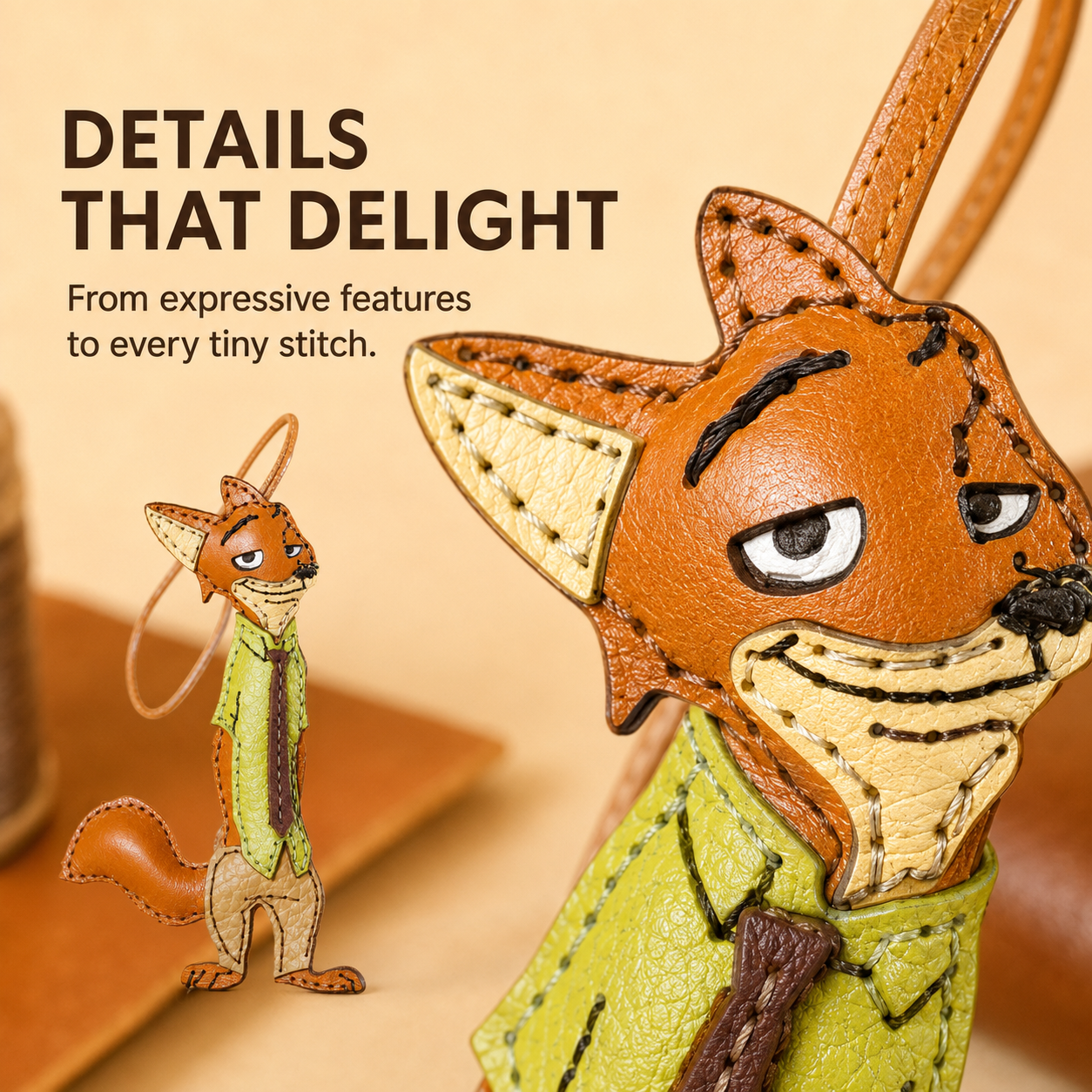 Zootopia Nick Wilde Leather Keyring Charm