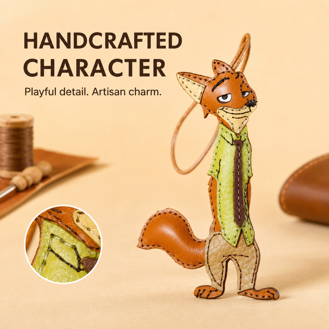 Zootopia Nick Wilde Leather Keyring Charm