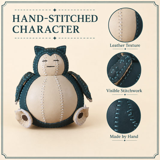 Handmade Leather Pokemon Snorlax Ornament