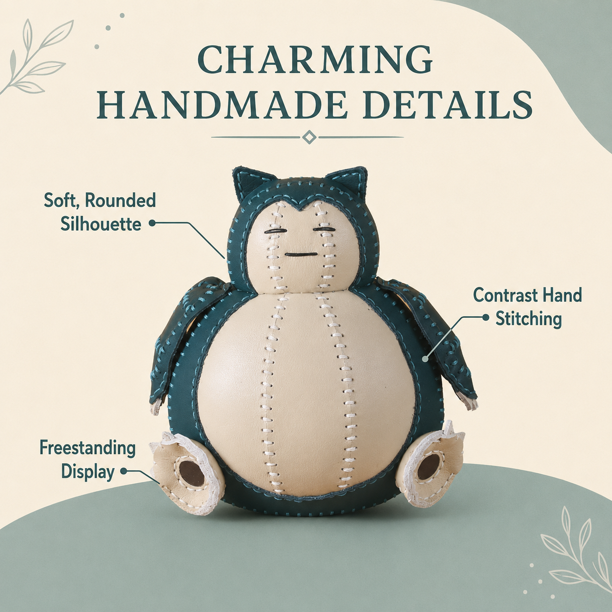 Handmade Leather Pokemon Snorlax Ornament