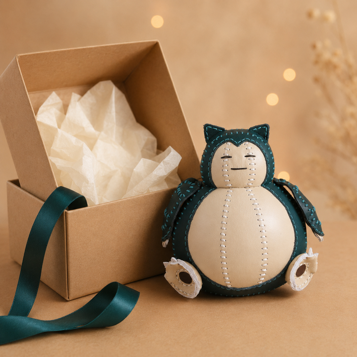 Handmade Leather Pokemon Snorlax Ornament