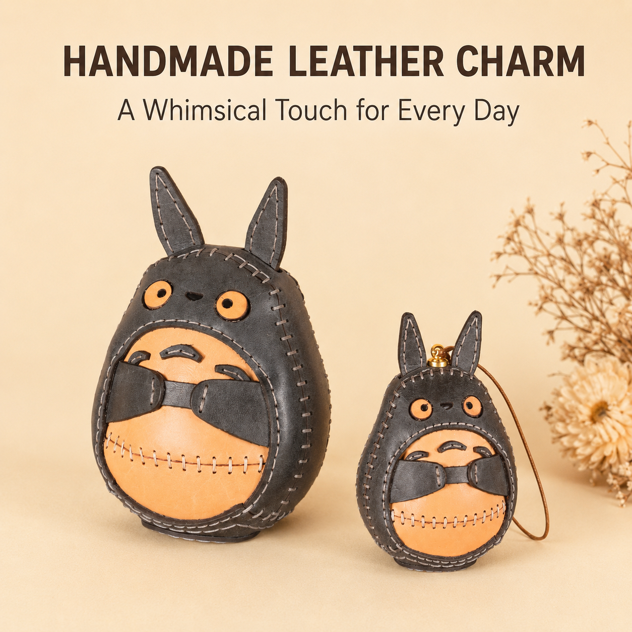 Handmade Leather Totoro Ornament ＆ Bag Charm