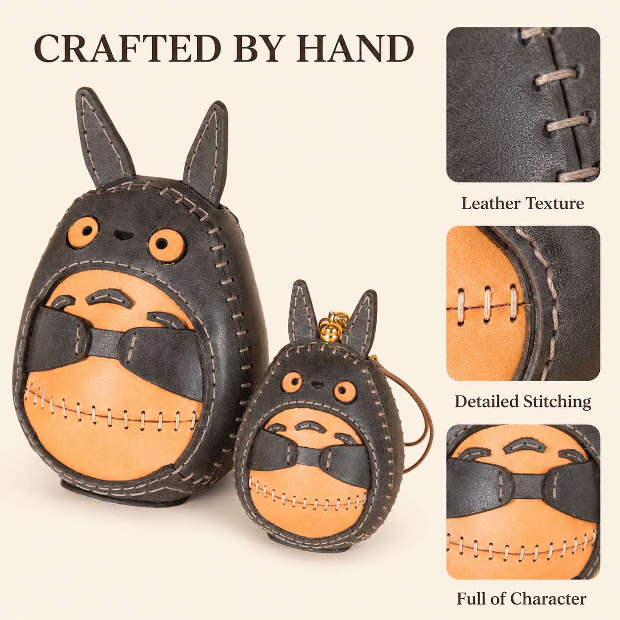 Handmade Leather Totoro Ornament ＆ Bag Charm