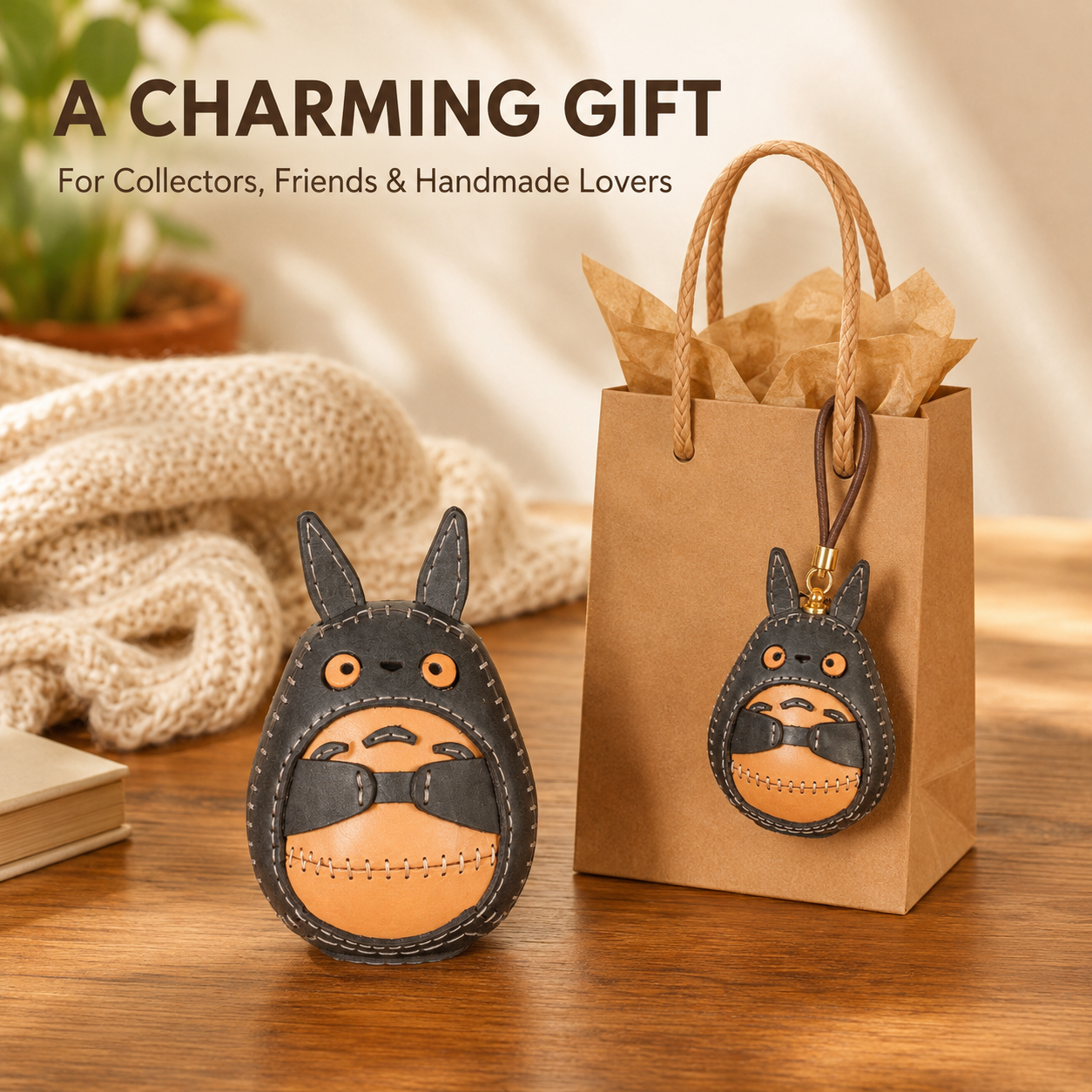 Handmade Leather Totoro Ornament ＆ Bag Charm
