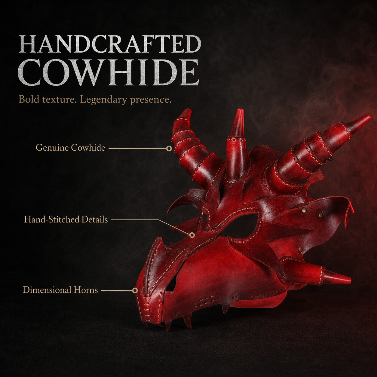 Gothic Fantasy Dragon Cowhide Mask