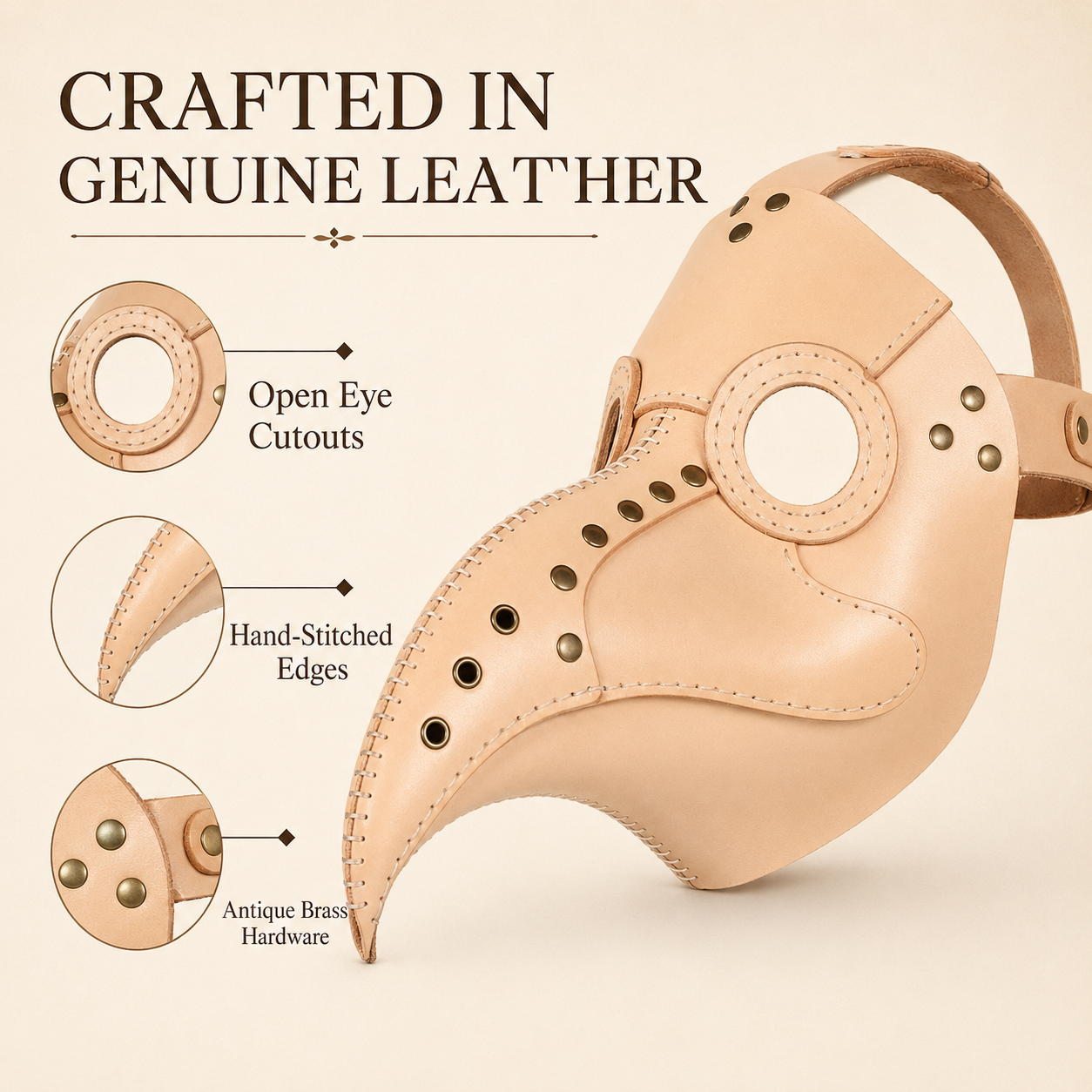 Bird Beak Plague Doctor Leather Mask