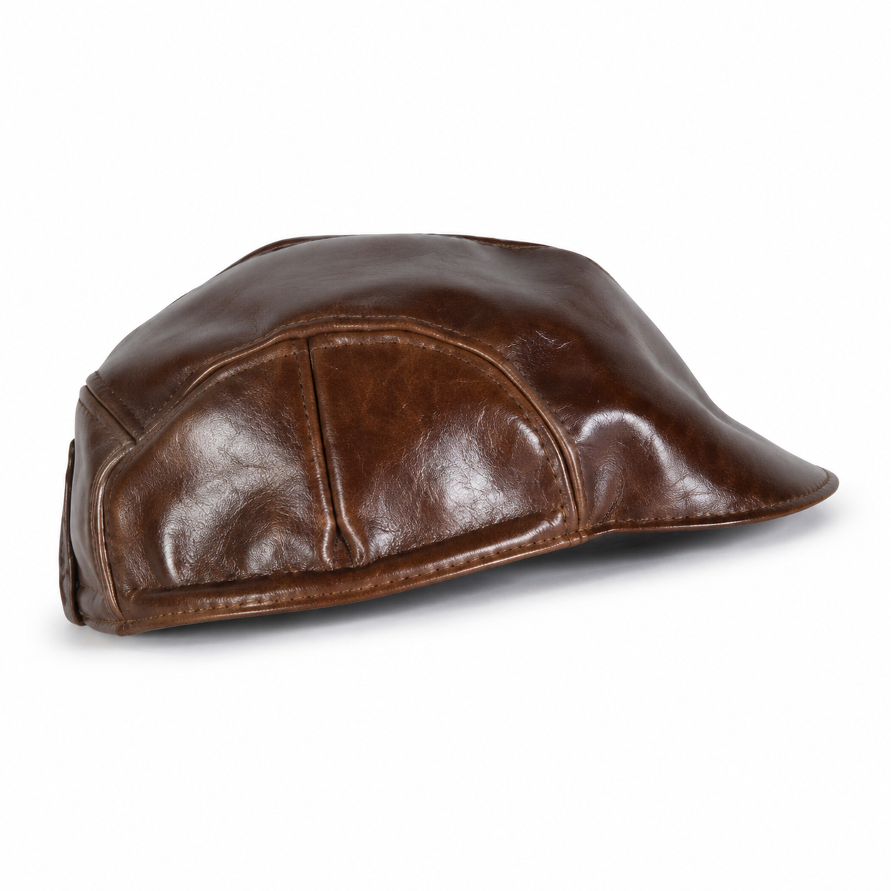 Vintage Leather Newsboy Beret Cap