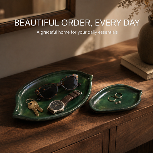 Double Lotus Leaf Leather Tray