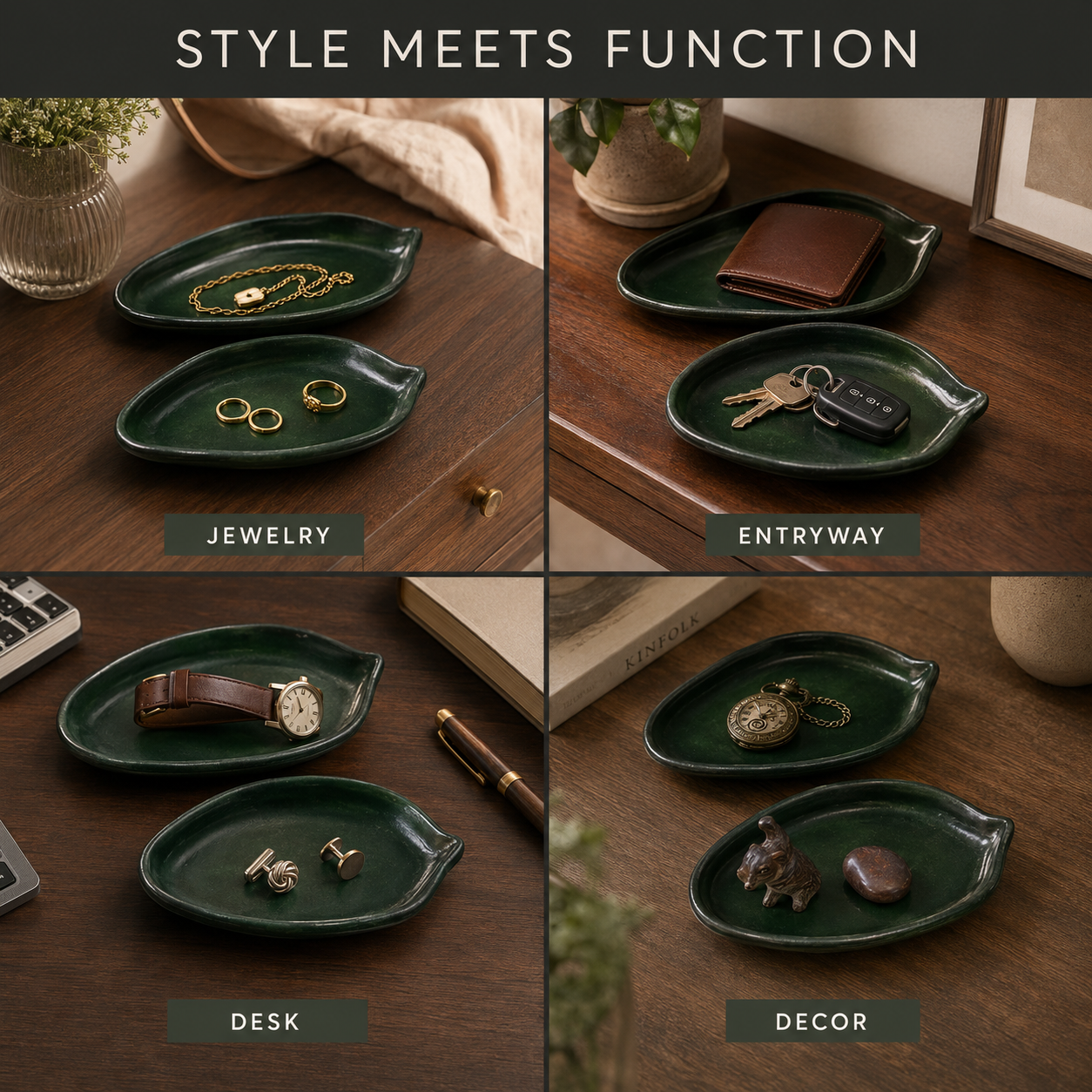 Double Lotus Leaf Leather Tray
