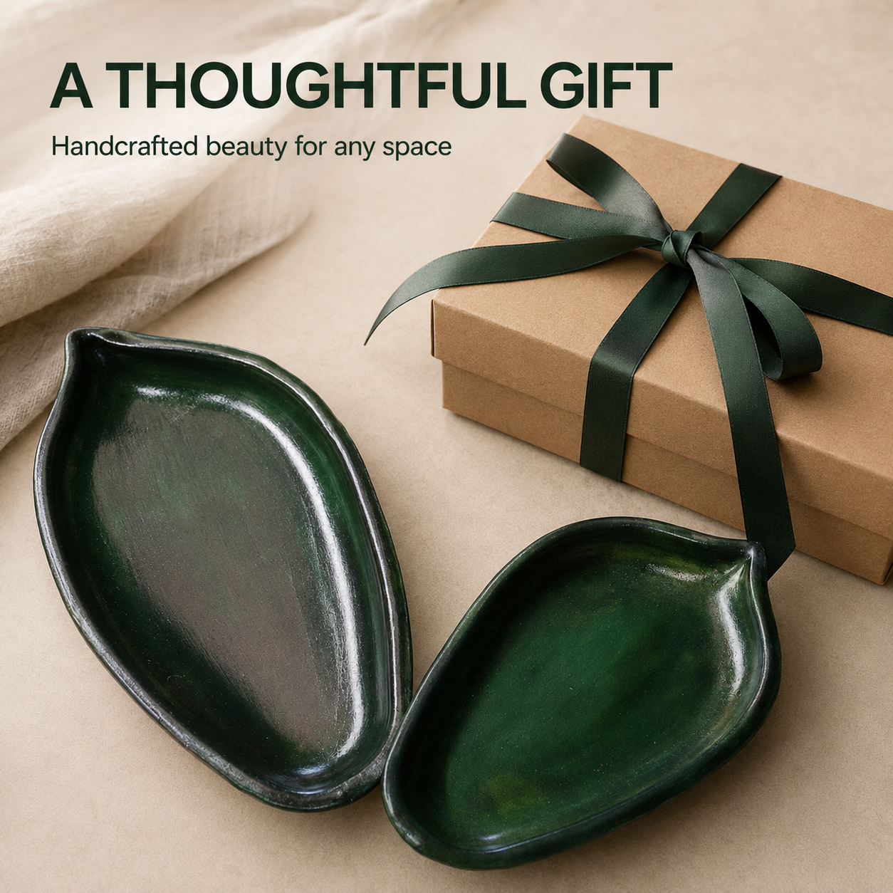Double Lotus Leaf Leather Tray