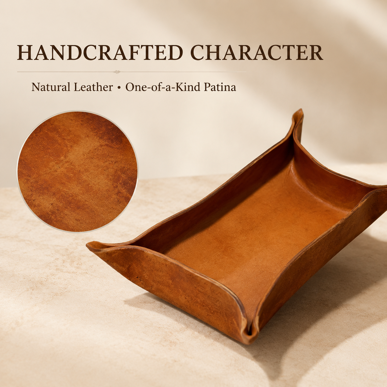 Irregular Fold Edge Leather Catchall Tray